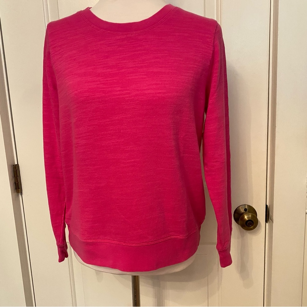 J. CREW TOP SWEATSHIRT RASPBERRY PINK CREWNECK LONG SLEEVE PREPPY SIZE S